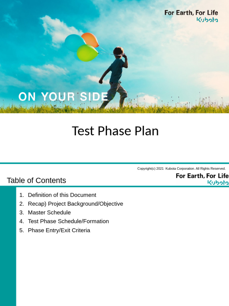 Kubota ASEAN Test Phase Plan | PDF | Computing | Business