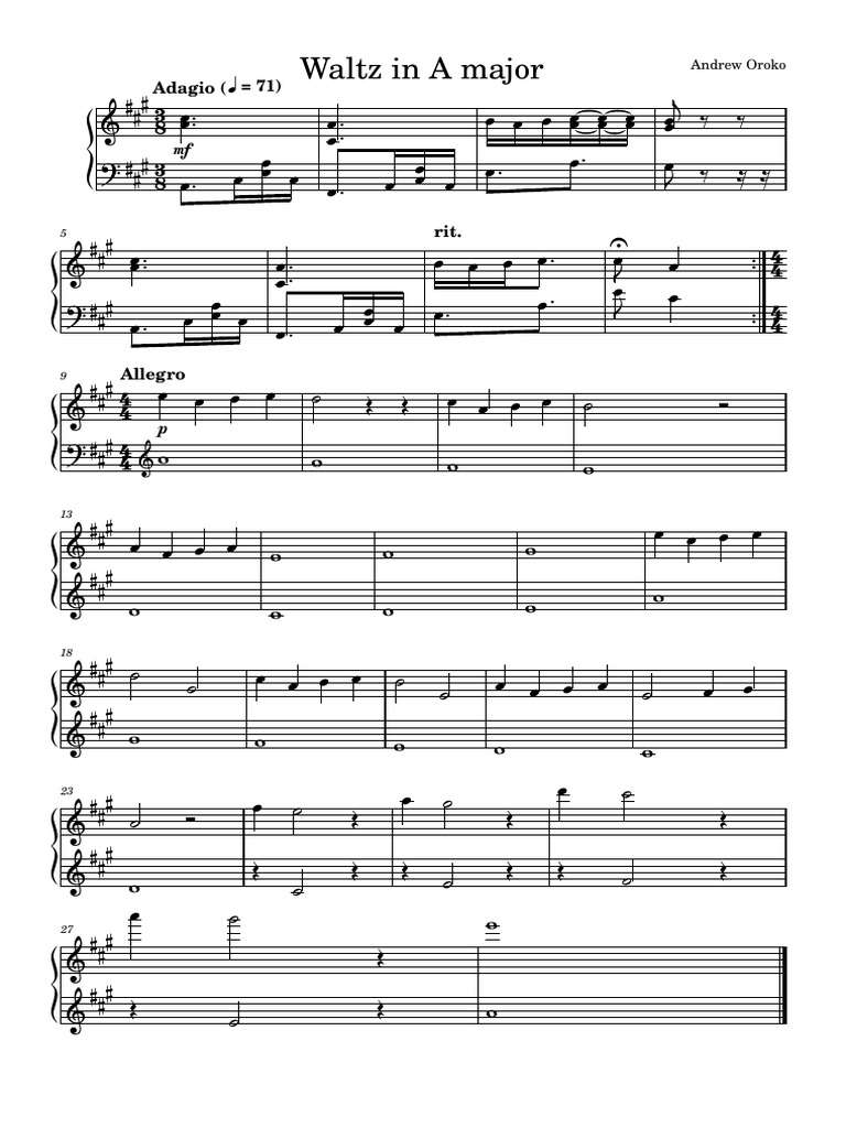 Waltz in A Major Sheet Music | PDF