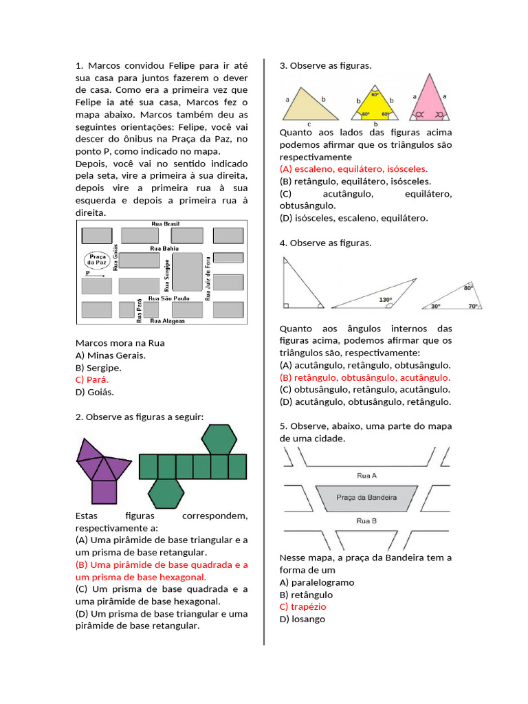 Atividades de Matemática e Geometria | PDF | Triângulo | Polítopo