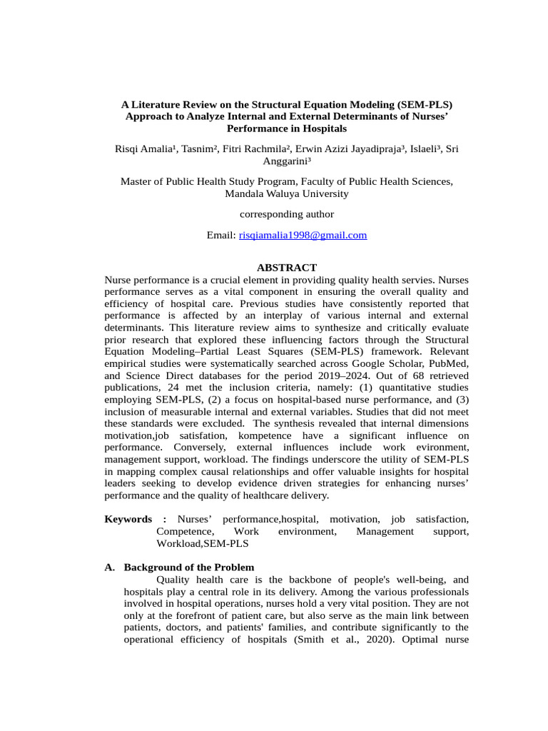 SEM-PLS Analysis of Nurse Performance Factors | PDF | Structural ...