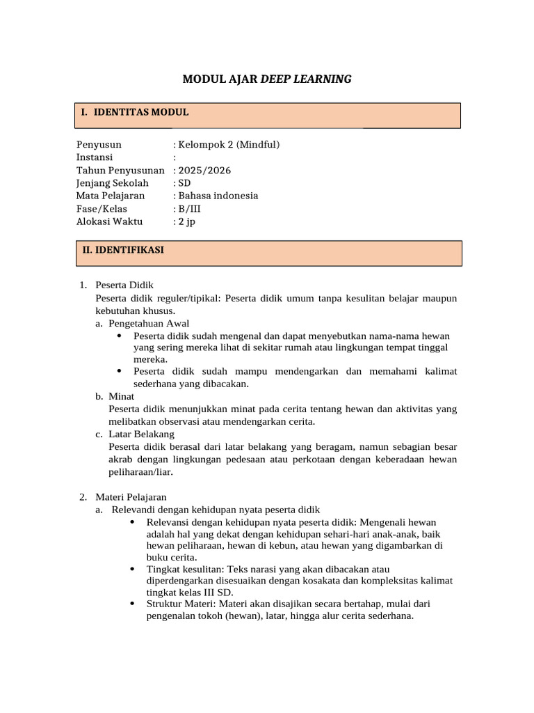 Modul Pembelajaran Deep Learning SD | PDF