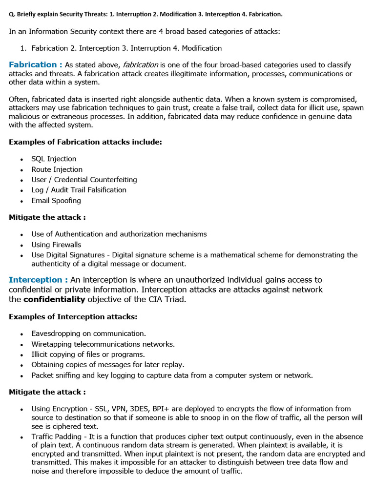 Understanding Security Threats and Mitigation | PDF | Key (Cryptography ...