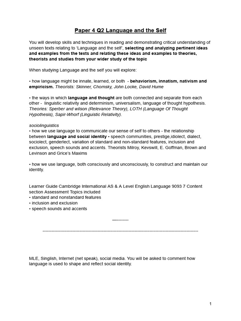 English P4 Q2 Notes To Share With Maryam | PDF | Language Acquisition ...