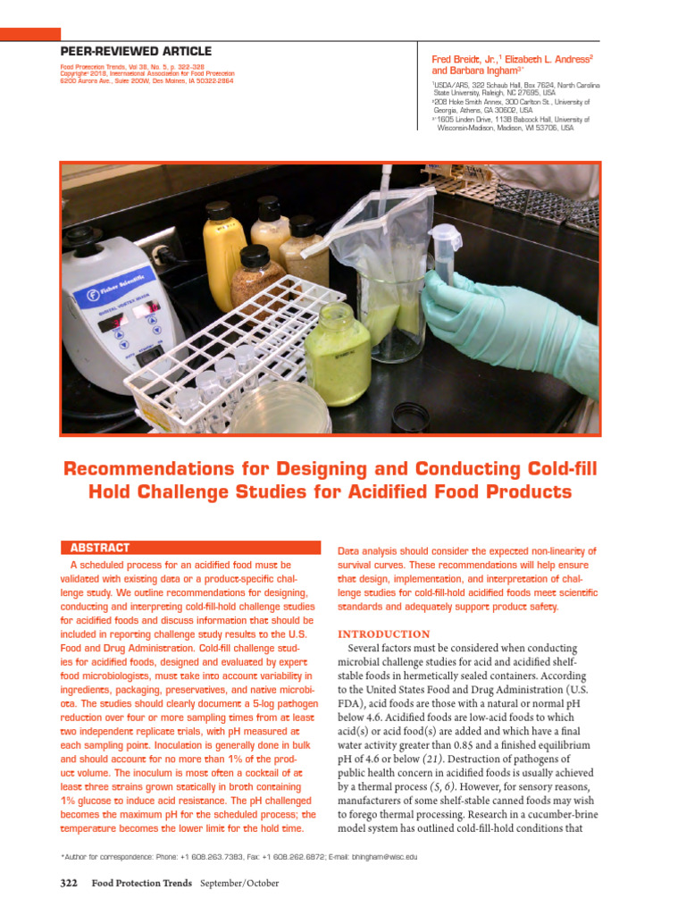 Cold-Fill Challenge Studies for Acidified Foods | PDF | Escherichia ...