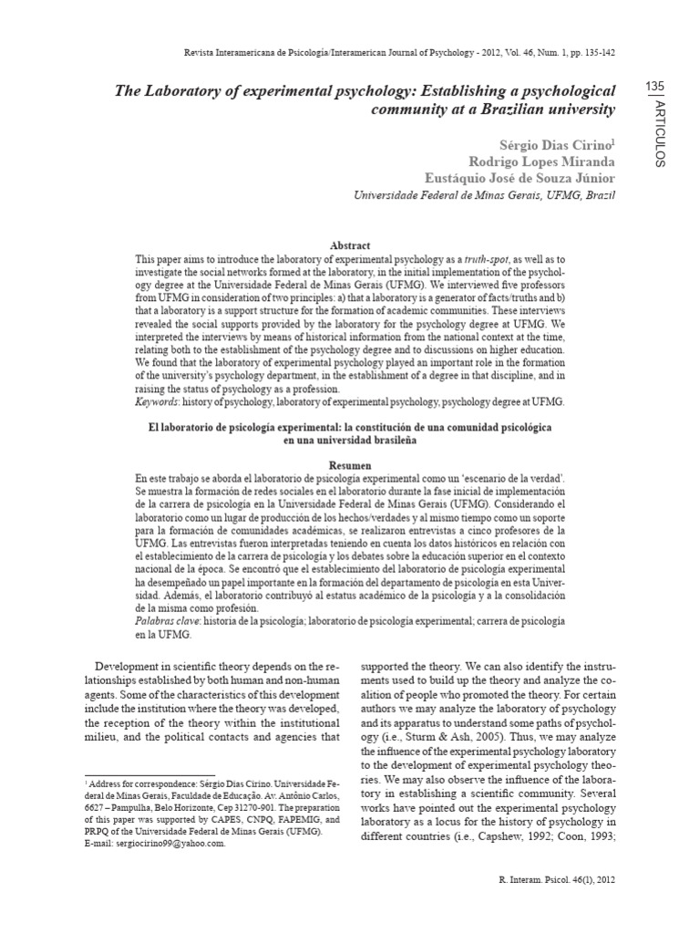 Experimental Psychology Lab at UFMG | PDF | Psychology | Experiment