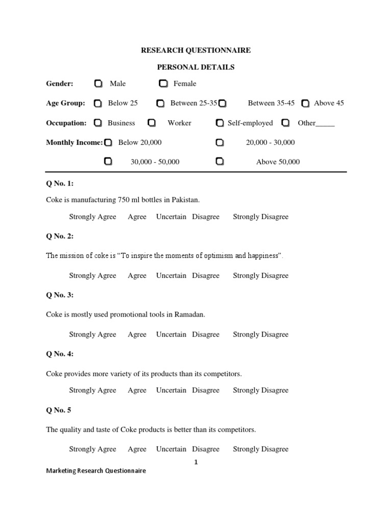 Research Questionnaire | PDF