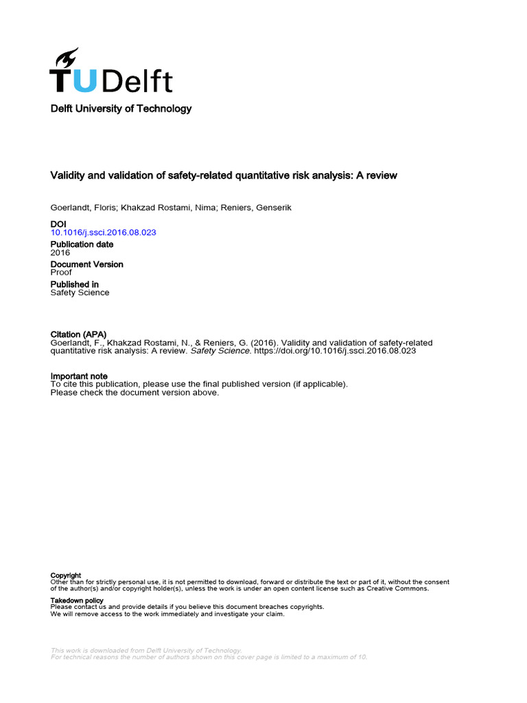 Validity and Validation of Safety-Related Quantitative Risk Analysis A ...