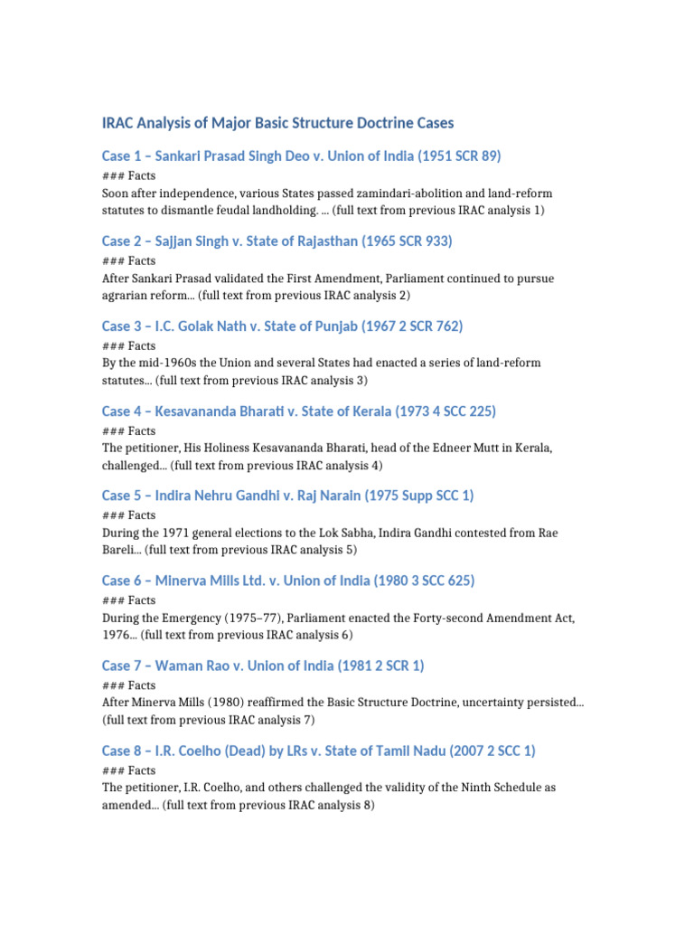 IRAC Analysis of Basic Structure Cases | PDF