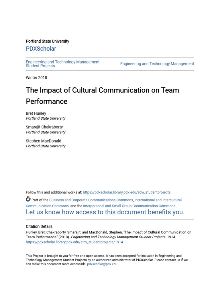 The Impact of Cultural Communication On Team Performance | PDF ...