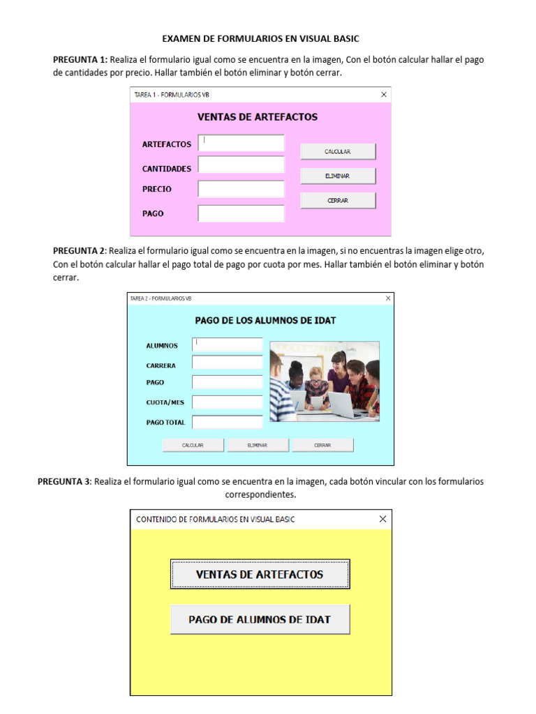 Examen de Formularios en Visual Basic: Pregunta 1 | PDF