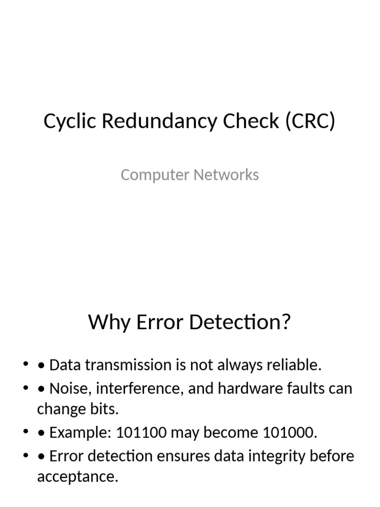 Understanding Cyclic Redundancy Check (CRC) | PDF | Error Detection And ...