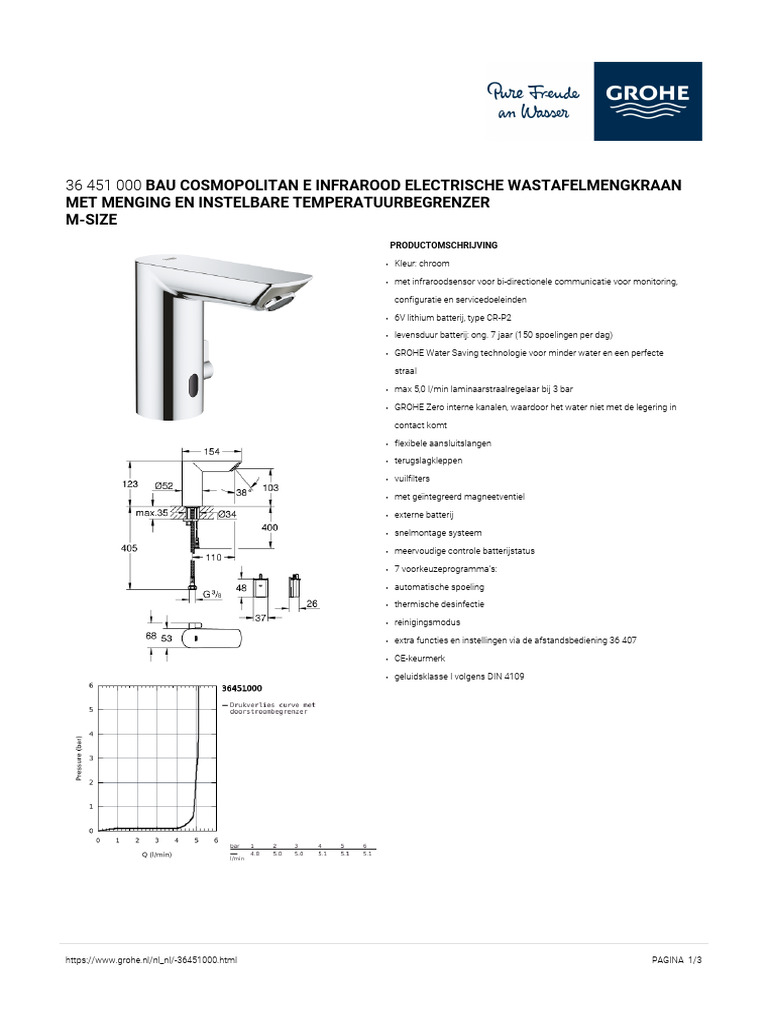 GROHE Specification Sheet 36451000 | PDF