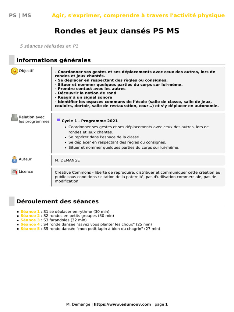 Rondes et jeux dansés pour PS-MS | PDF