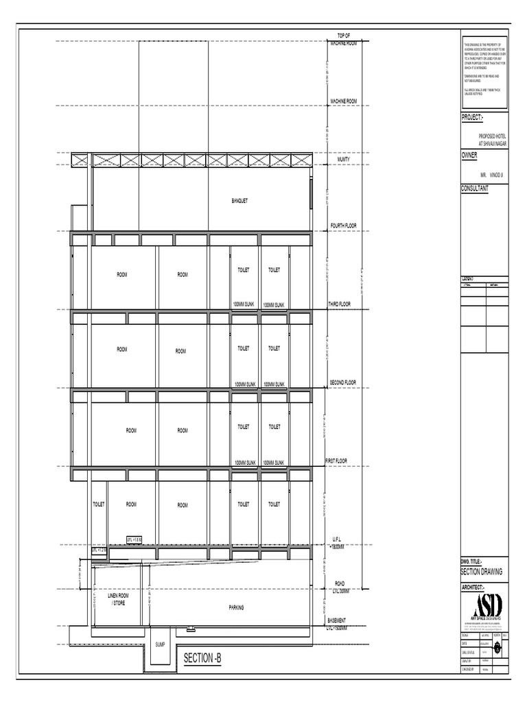 Proposed Hotel Section Drawing | PDF | Building Engineering | Building ...