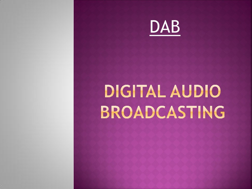 Digital Audio Broadcasting PDF Radio Technology Electronic