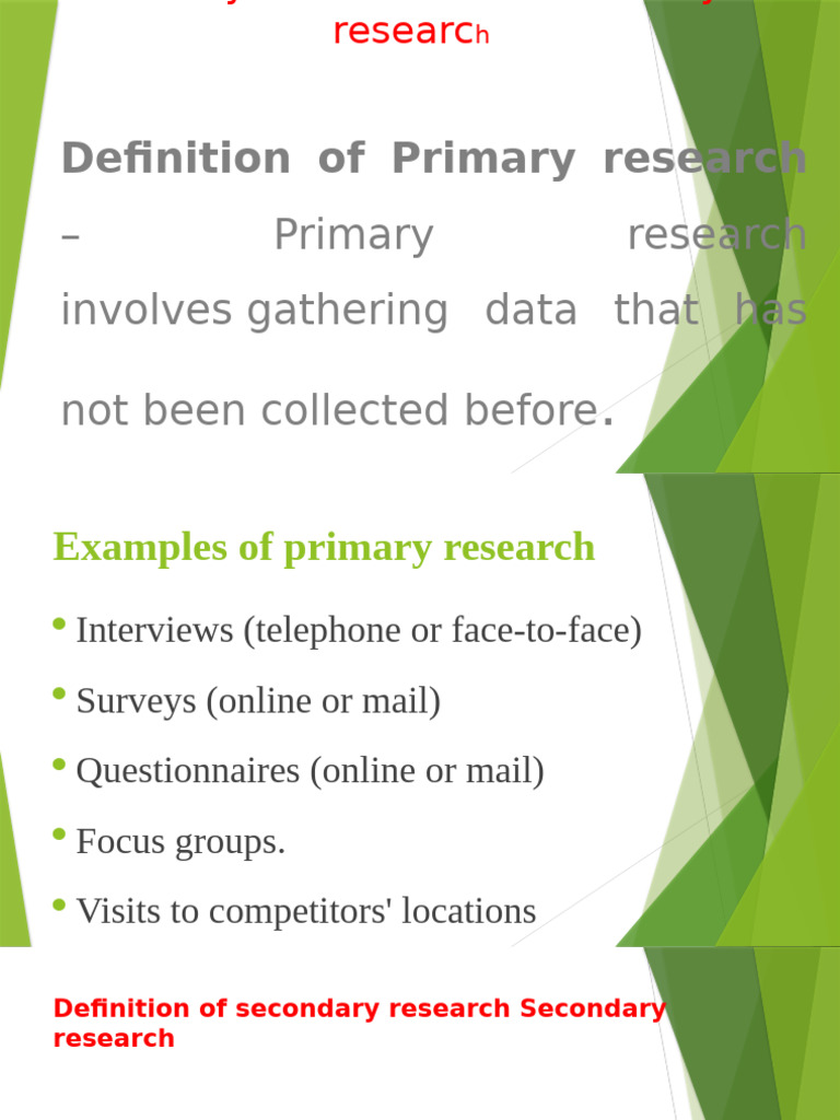 Primary Research and Secondary Researchppt | PDF | Quantitative ...