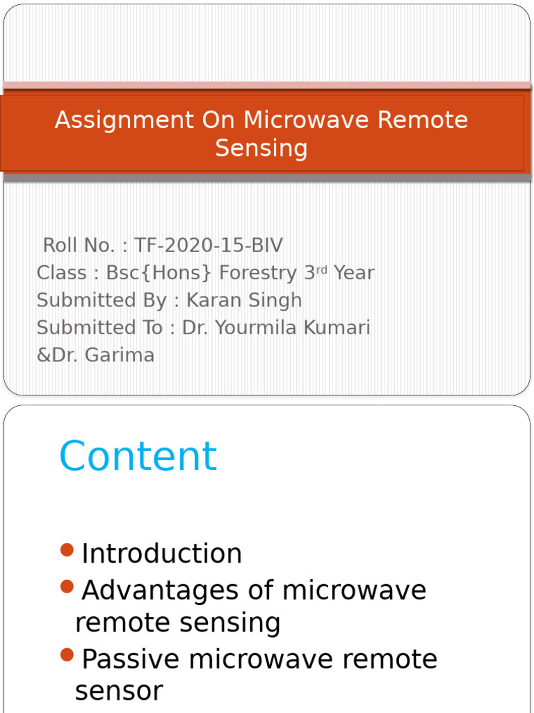 Microwave Remote Sensing Overview | PDF | Radar | Microwave