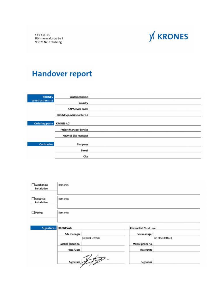 Handover Report | PDF