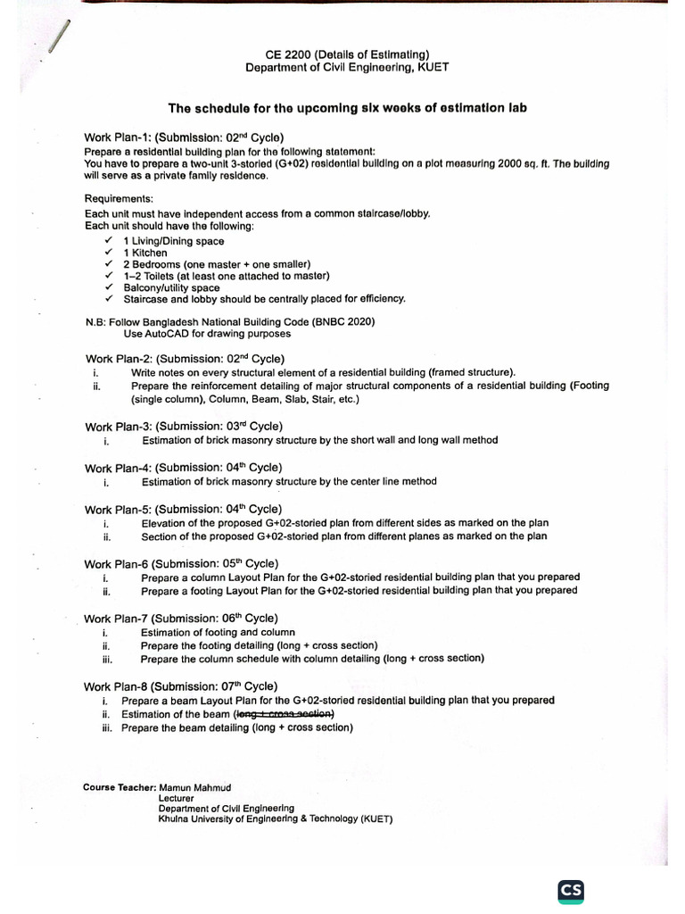 Lecture Schedule Pdf