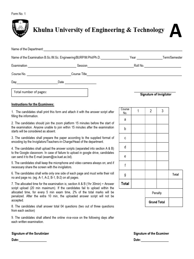 KUET Online Exam Instructions Form | PDF | Chess Openings | Chess Theory