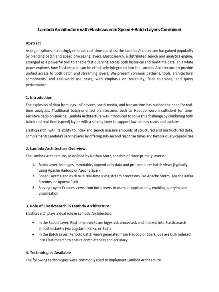 Lambda Architecture with Elasticsearch | PDF | Data | Information Science