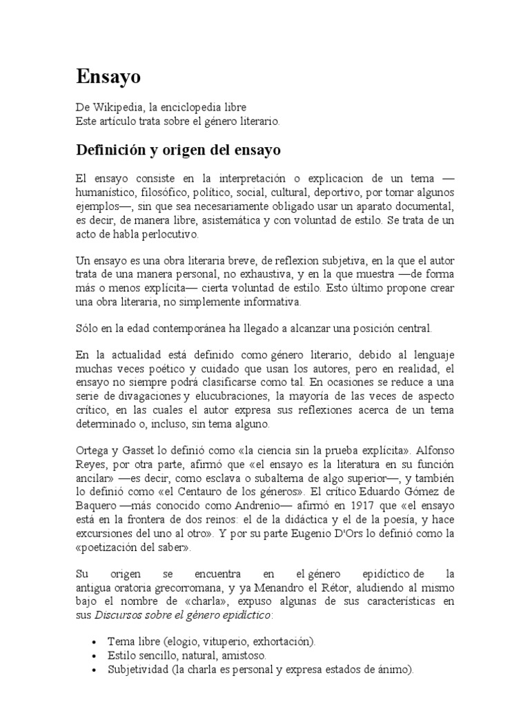Ensayo Literario Ensayos Epistemología