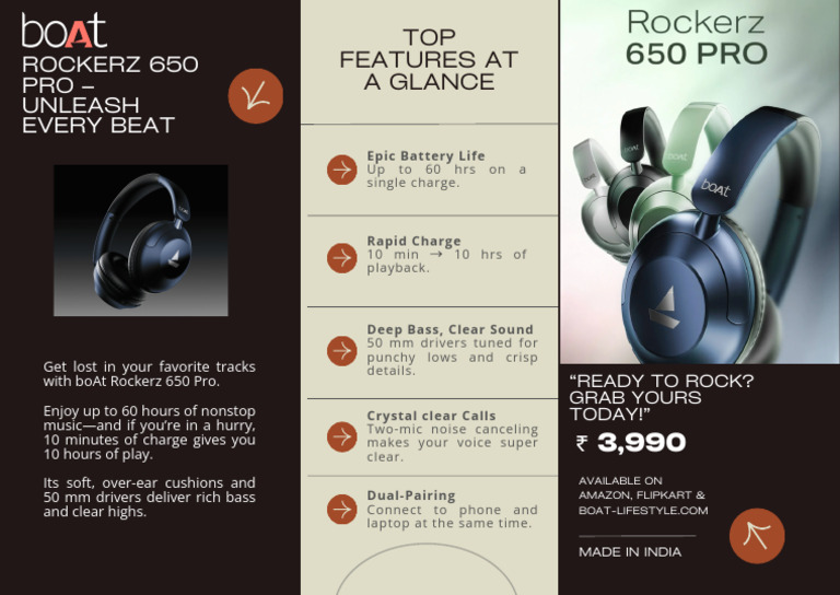 boAt Rockerz 650 Pro Overview | PDF