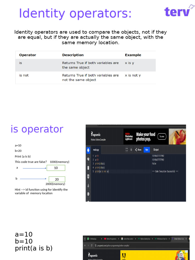 Understanding Identity and Membership Operators | PDF