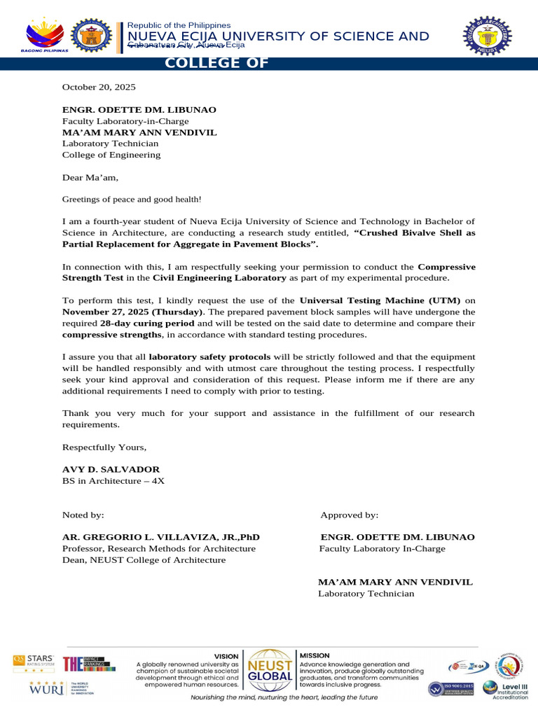 Request for Compressive Strength Test | PDF