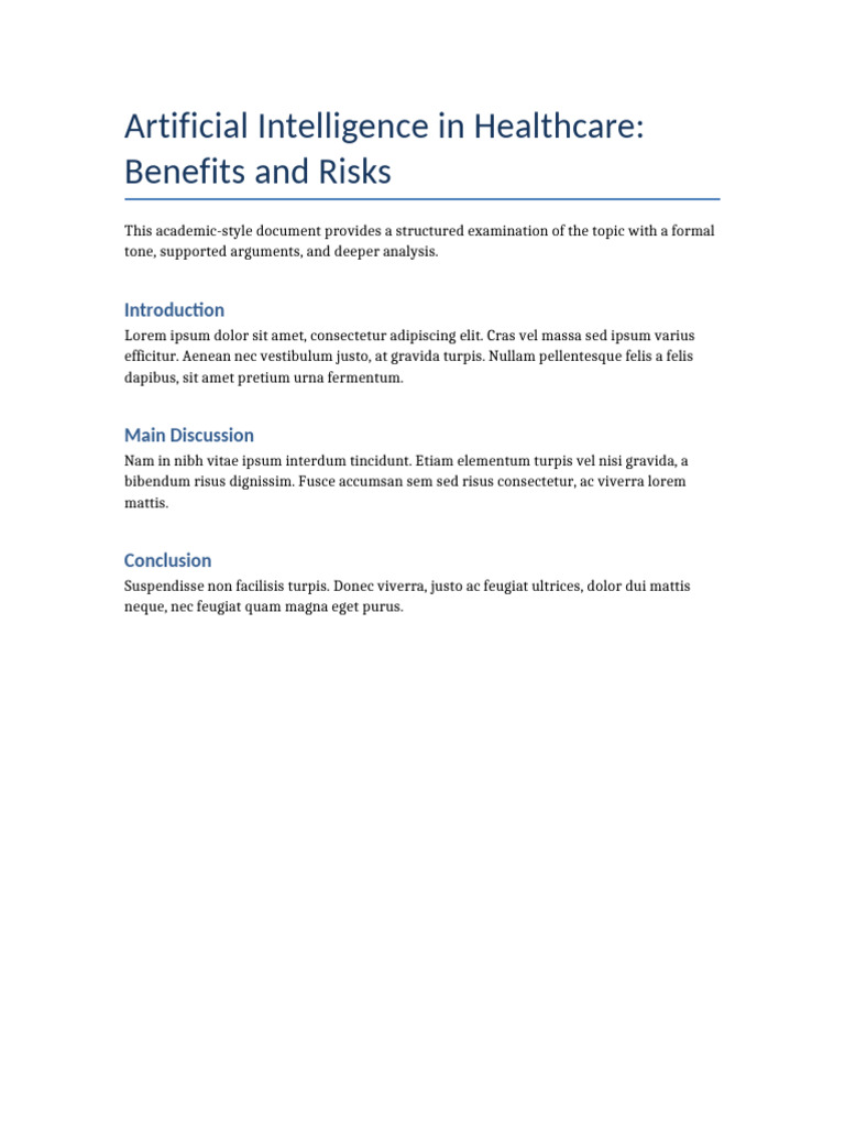 AI in Healthcare: Benefits and Risks | PDF