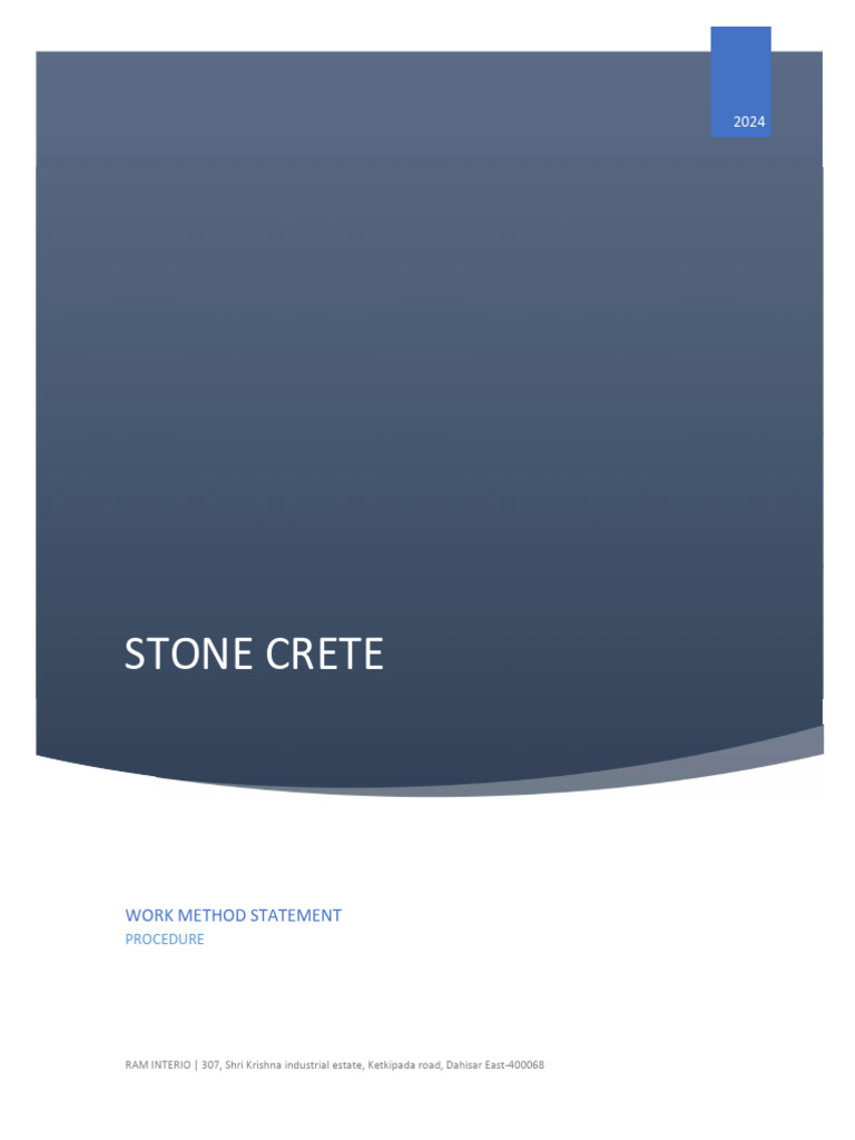 Stone Crete Application Method Statement | PDF | Concrete | Personal ...