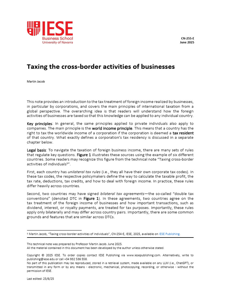 Taxing Cross-Border Activities of Businesses | PDF | Corporate Tax | Taxes