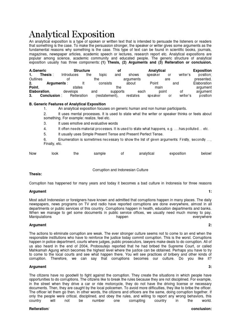 Understanding Analytical Exposition | PDF | Argument | Corruption