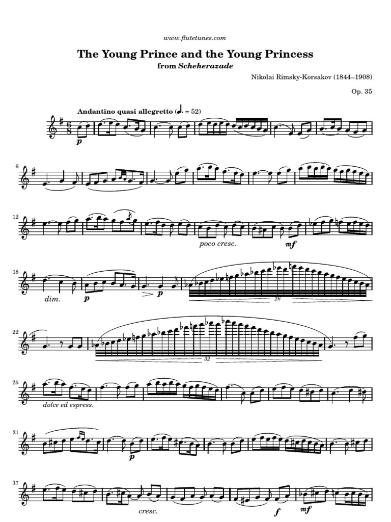Rimsky Korsakov Scheherazade The Young Prince and The Young Princess PDF