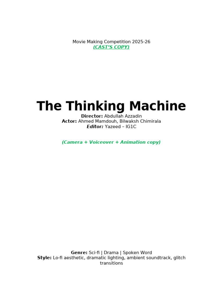 The Thinking Machine: A Sci-Fi Journey | PDF | Artificial Intelligence ...