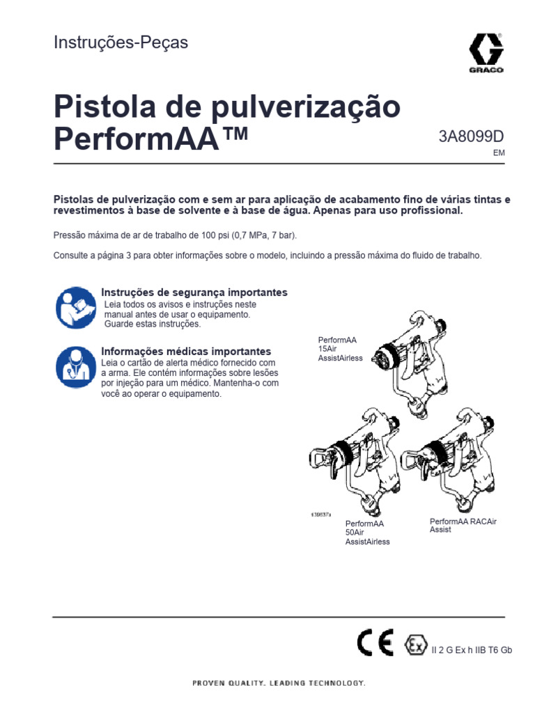 Manual de Uso da Pistola PerformAA™ | PDF | Válvula | Bomba