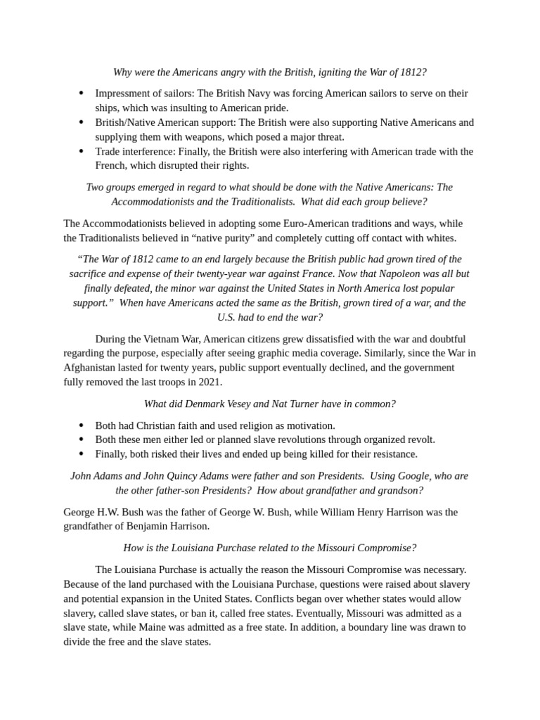 HIST 250 Expanding America Week 4 | PDF | John Quincy Adams | Politics ...