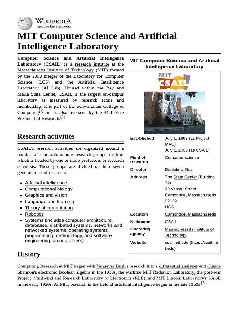MIT CSAIL: History and Research Focus | PDF | Computing | Computer Science