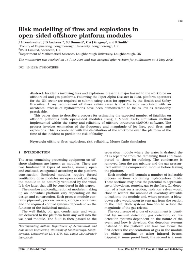 Offshore Platform Fire and Explosion Risk Modeling | PDF | Fires ...