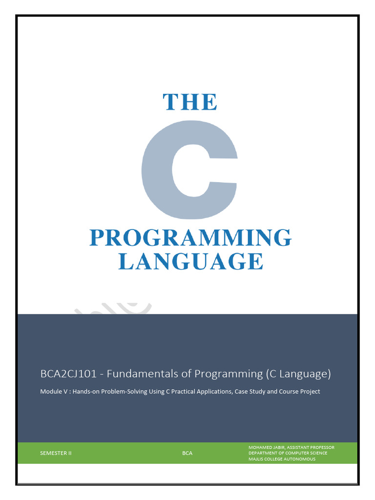 Module V Hands-On Problem-Solving Using C Practical | PDF | Pointer ...