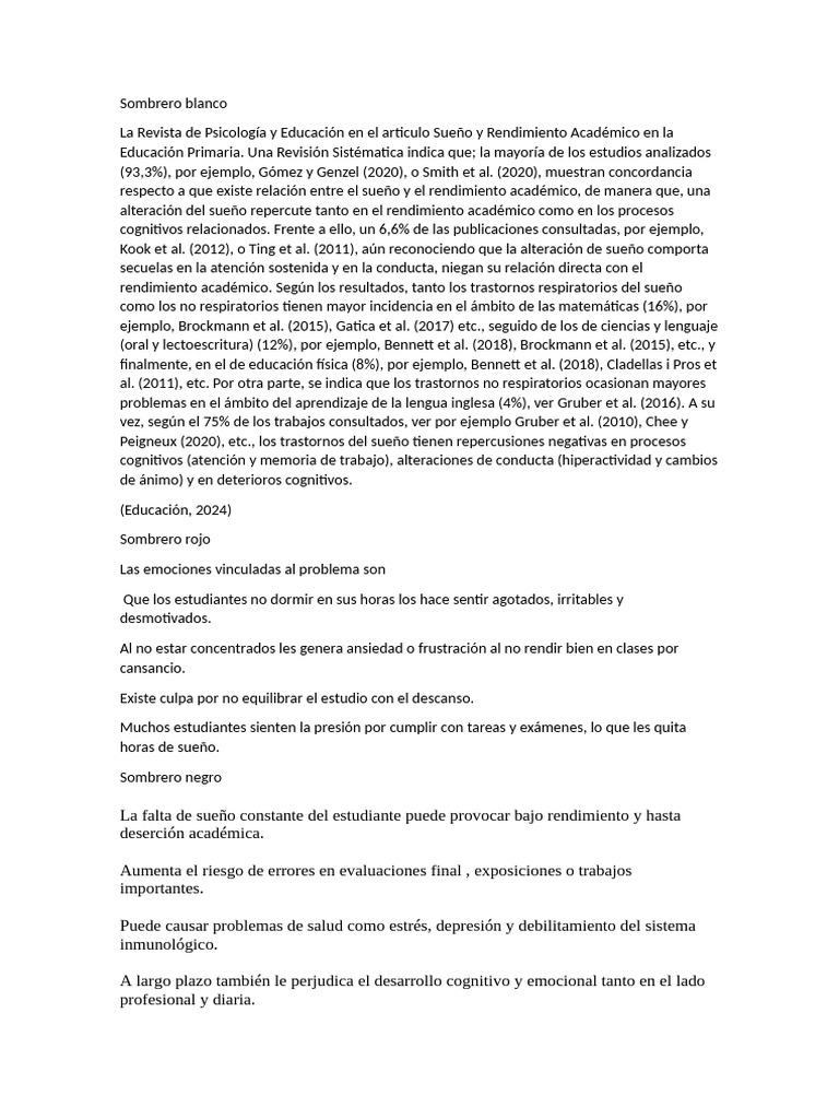 Sueño y Rendimiento Académico en Niños | PDF | Dormir | Las emociones