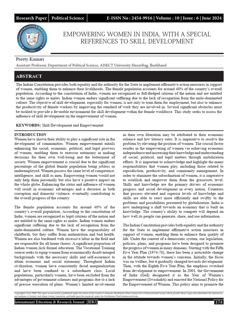 Empowering Women in India Through Skills | PDF | Empowerment ...