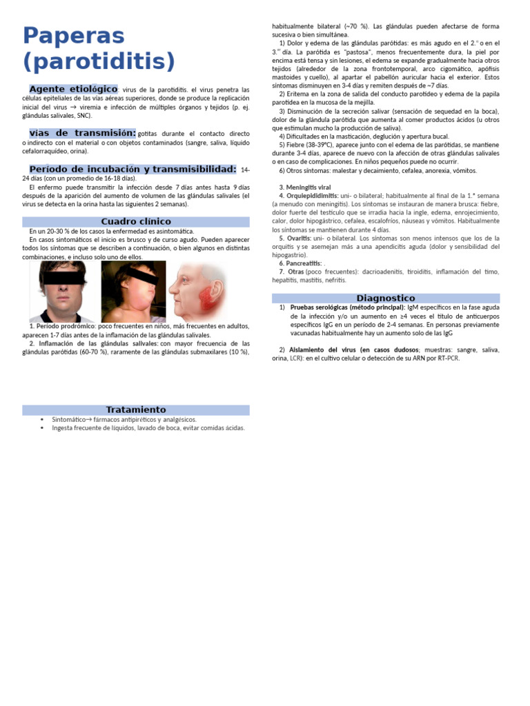 Guía sobre Paperas: Síntomas y Tratamiento | PDF | Medicina ...
