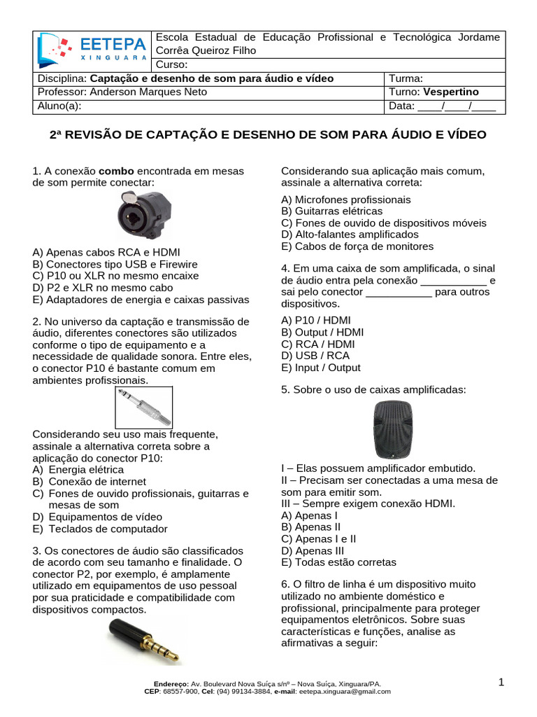 Conectores e Captação de Som em Áudio | PDF | Conector elétrico | HDMI