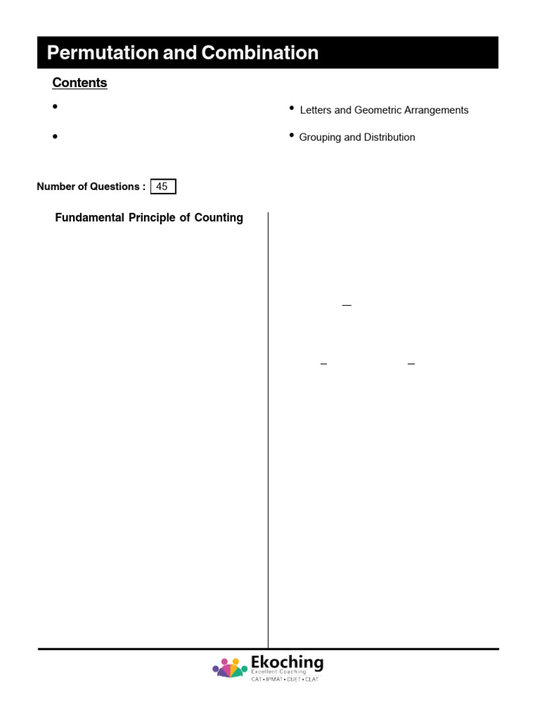 Counting Principles and Combinatorial Problems | PDF | Rectangle ...