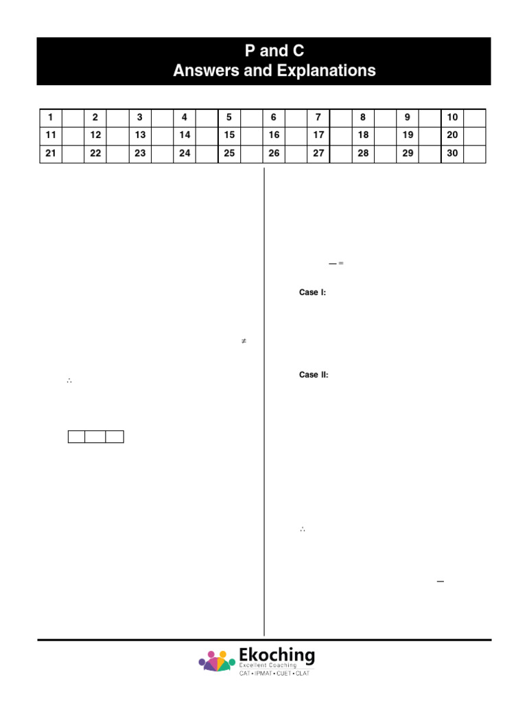 Answer Key for Combinatorial Problems | PDF | Mathematics