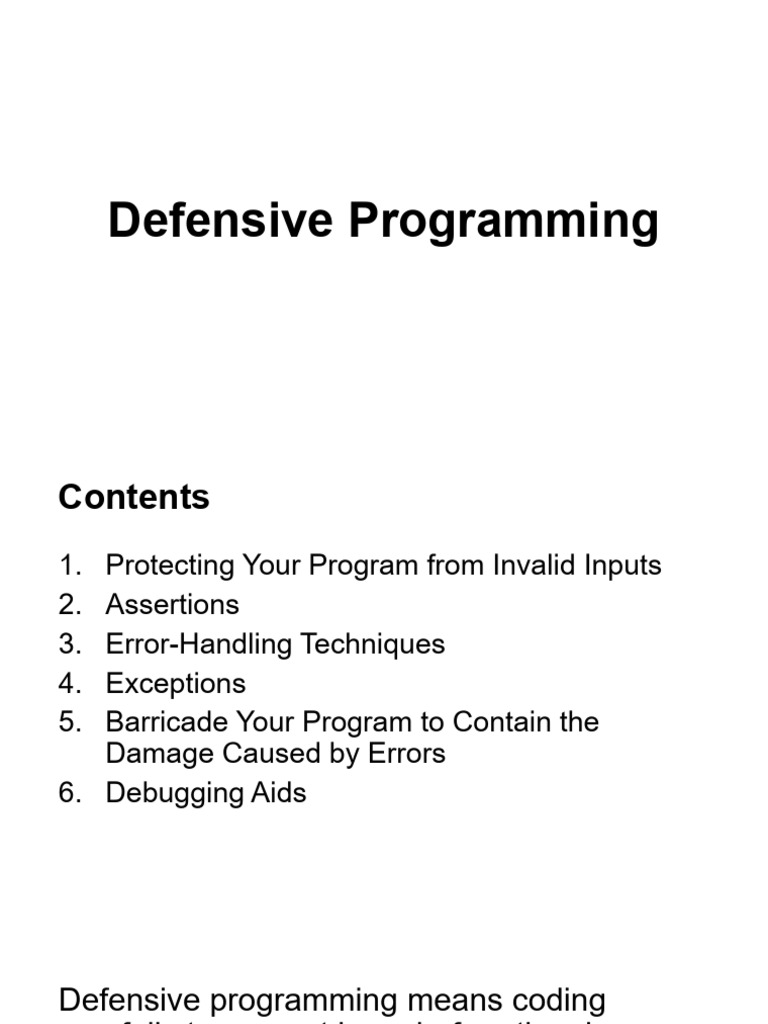 Defensive Programming Techniques Guide | PDF