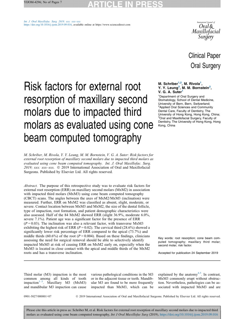 Risk Factors For External Root Resorption of Maxillary Second Molars ...