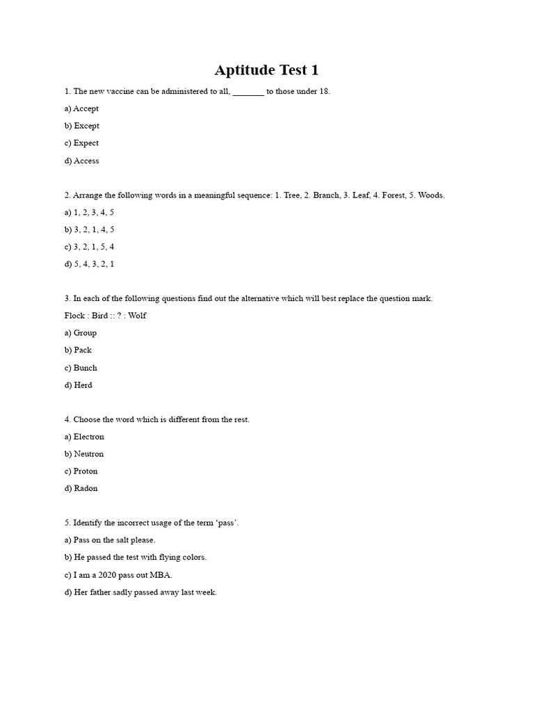 Comprehensive Aptitude Test Questions | PDF | Immune System | Antibody