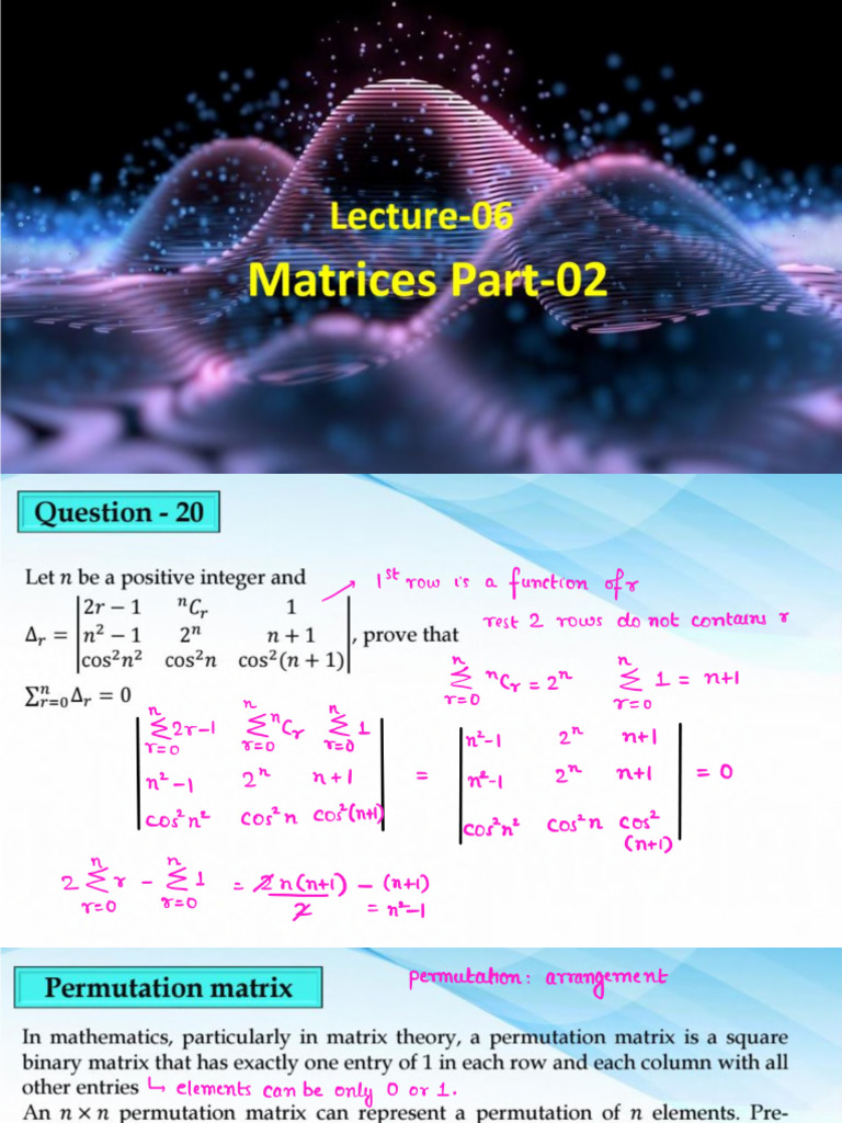 Lecture-06 - Matrices Part - 02 | PDF
